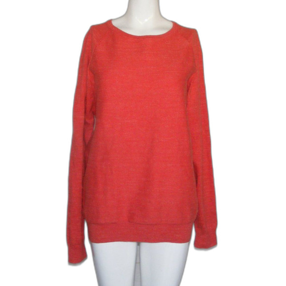 J.CREW Rugged Sweater, Slim L, Red/Orange, Cotton, Raglan LS - Picture 7 of 11